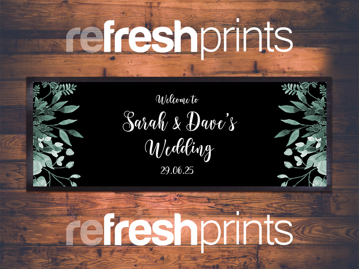 Wedding Leaves (Black) Medium Bar Runner