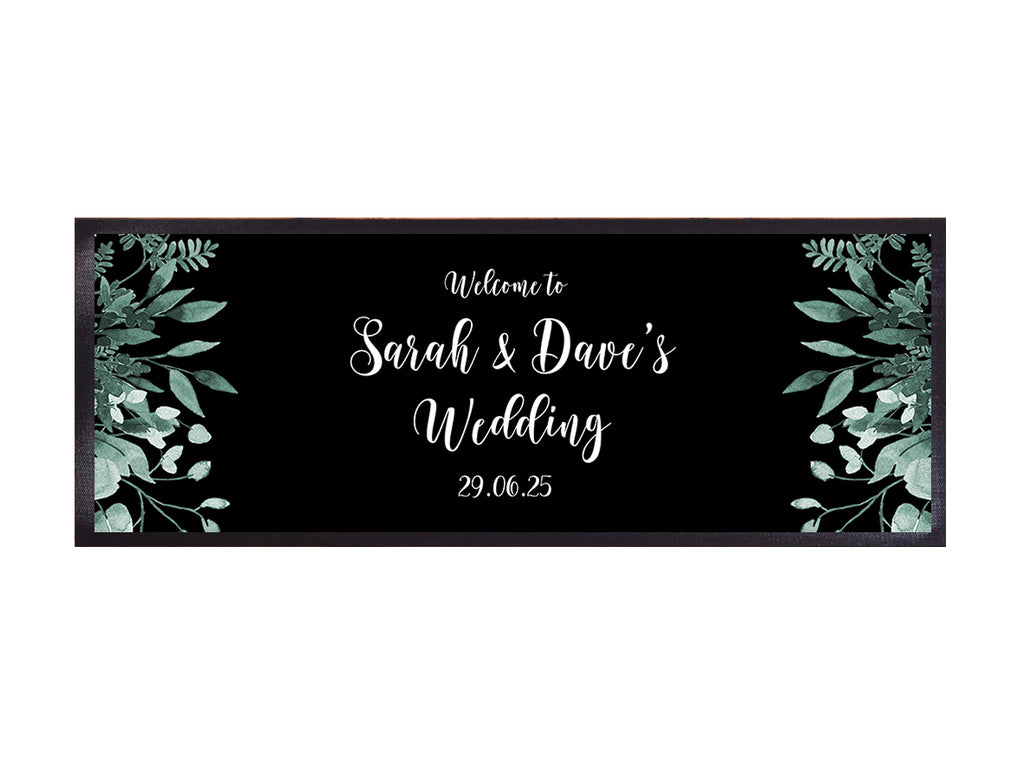 Wedding Leaves (Black) Medium Bar Runner
