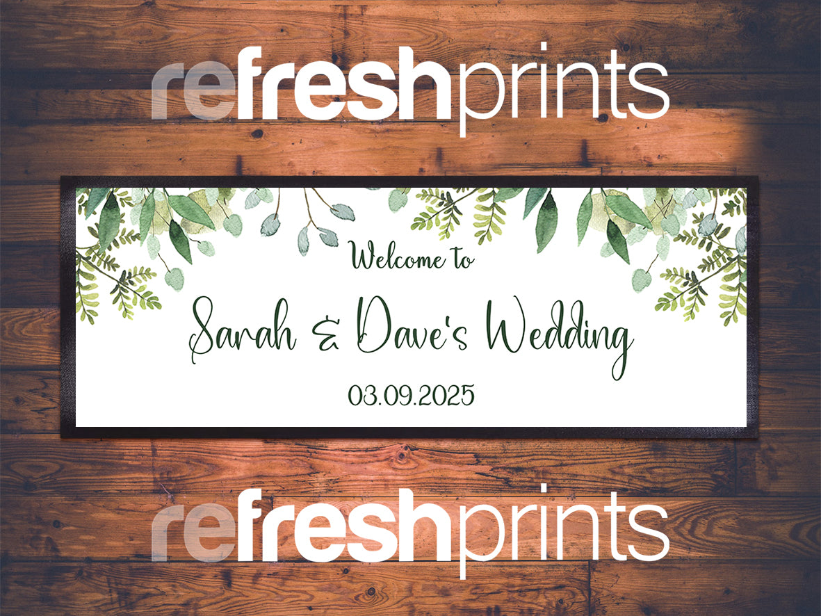 Wedding Leaves (White) Medium Bar Runner