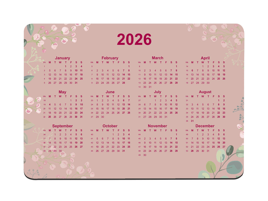 Pink Border Calendar Regular Mouse Mat