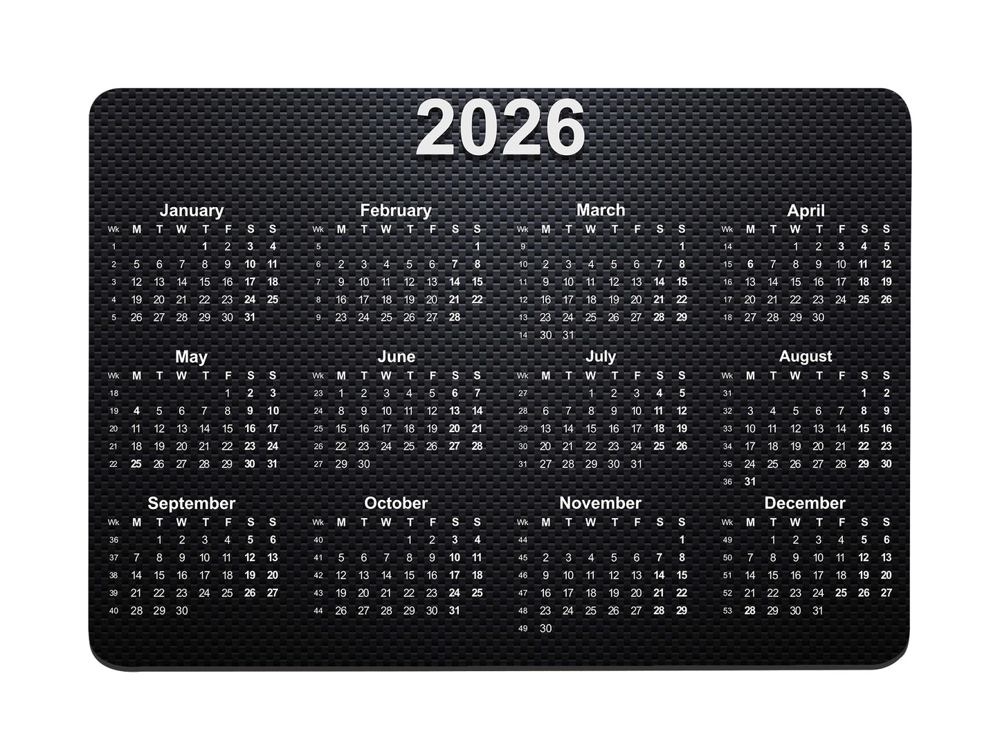 Textured Calendar Regular Mouse Mat