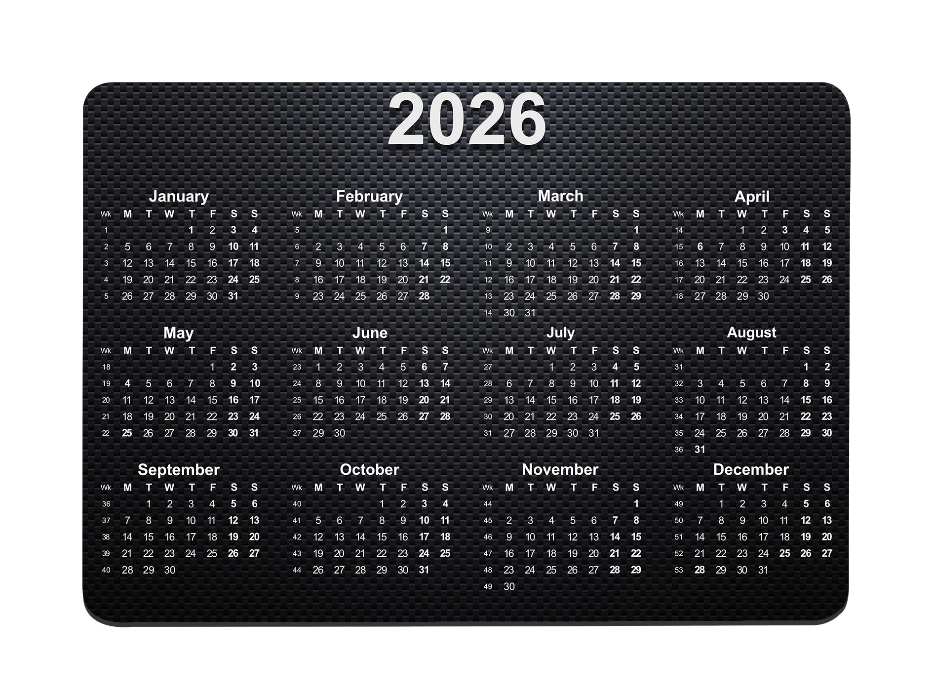 Textured Calendar Regular Mouse Mat