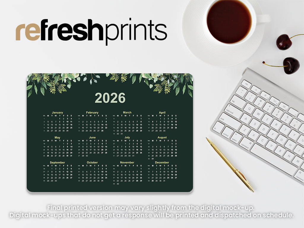 Green Leaves Calendar Regular Mouse Mat
