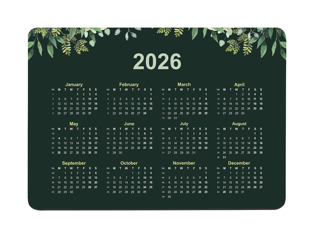Green Leaves Calendar Regular Mouse Mat