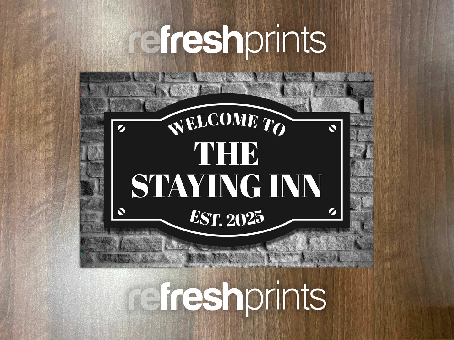 Brick Wall Metal Bar Sign