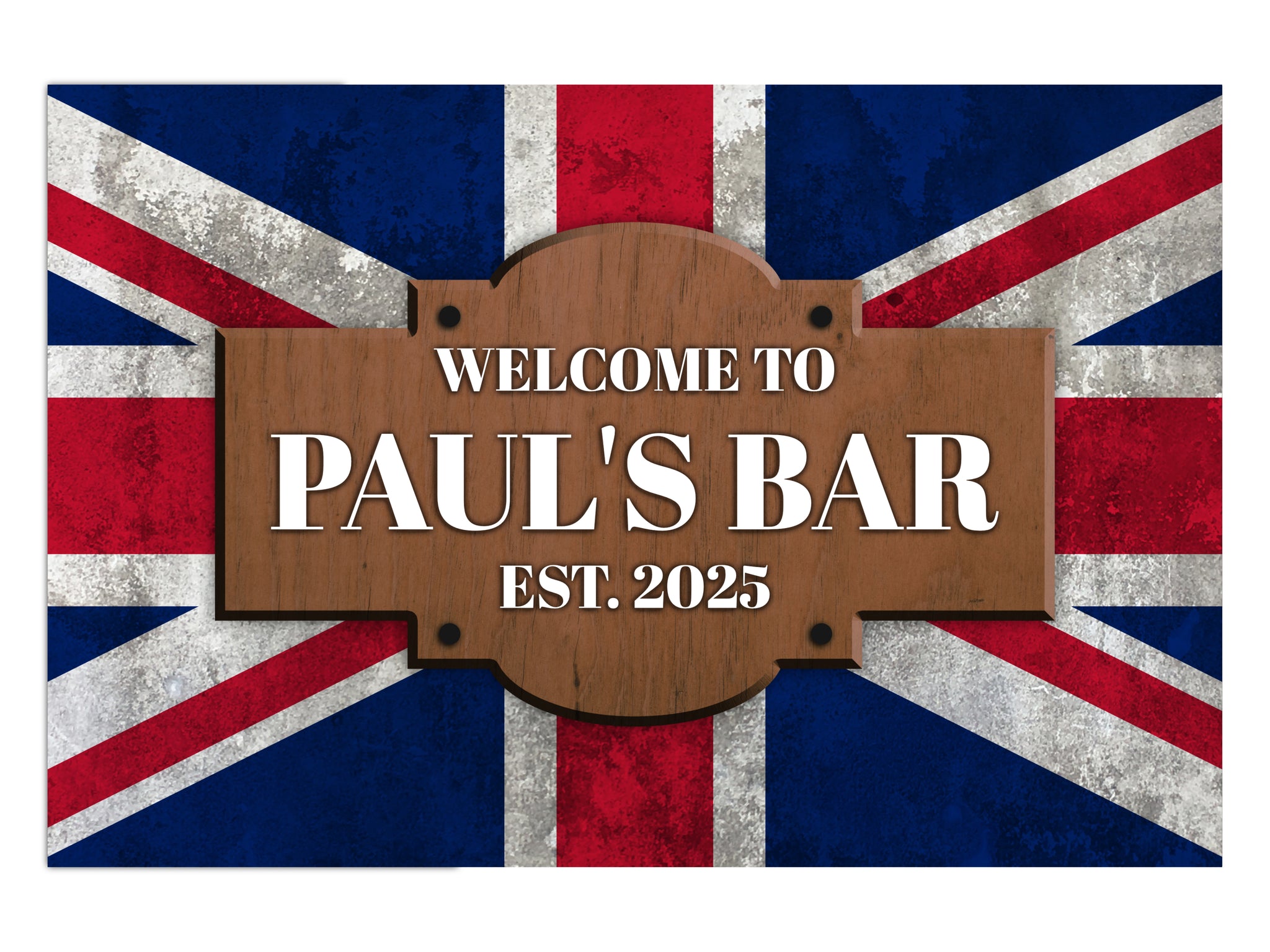 Union Jack (UK) Flag Metal Bar Sign