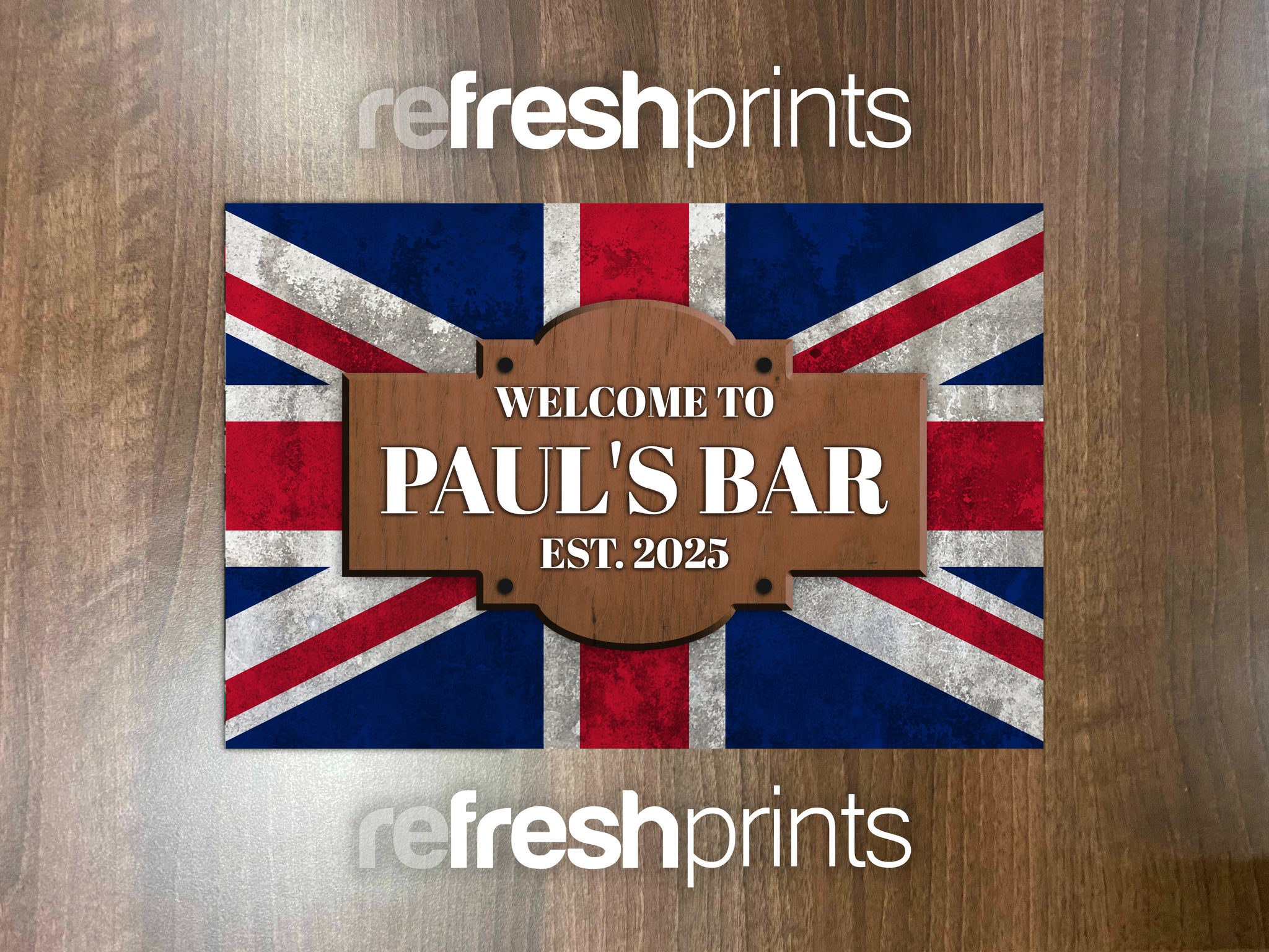 Union Jack (UK) Flag Metal Bar Sign