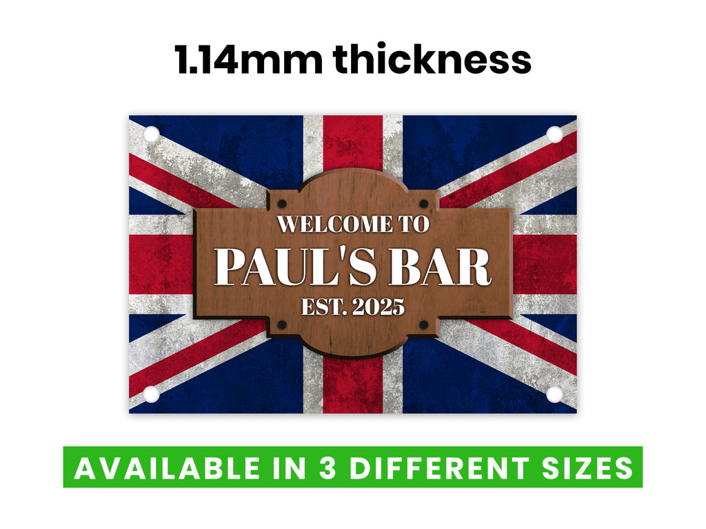 Union Jack (UK) Flag Metal Bar Sign
