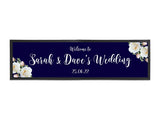 Navy Blue & White Roses Wedding Bar Runners
