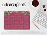 Pink Floral Leaves Calendar Regular Mouse Mat