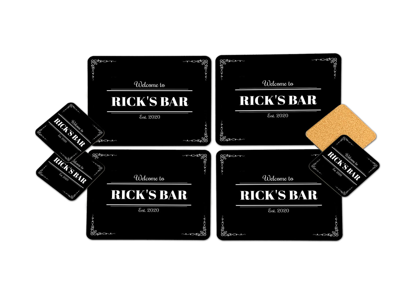 4 Custom Cork-Backed Placemat & 4 Coaster Set