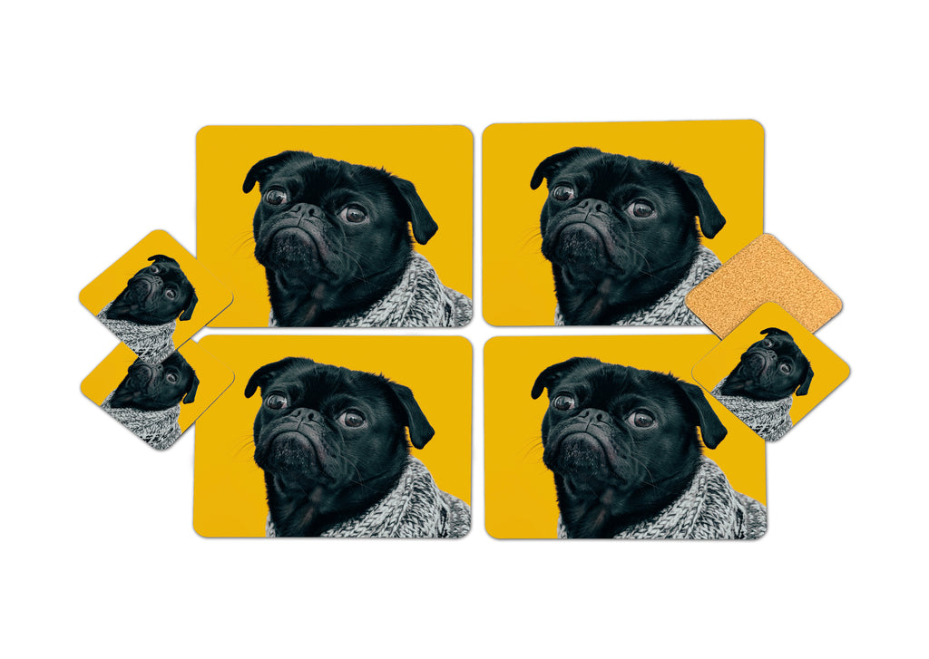 4 Custom Cork-Backed Placemat & 4 Coaster Set