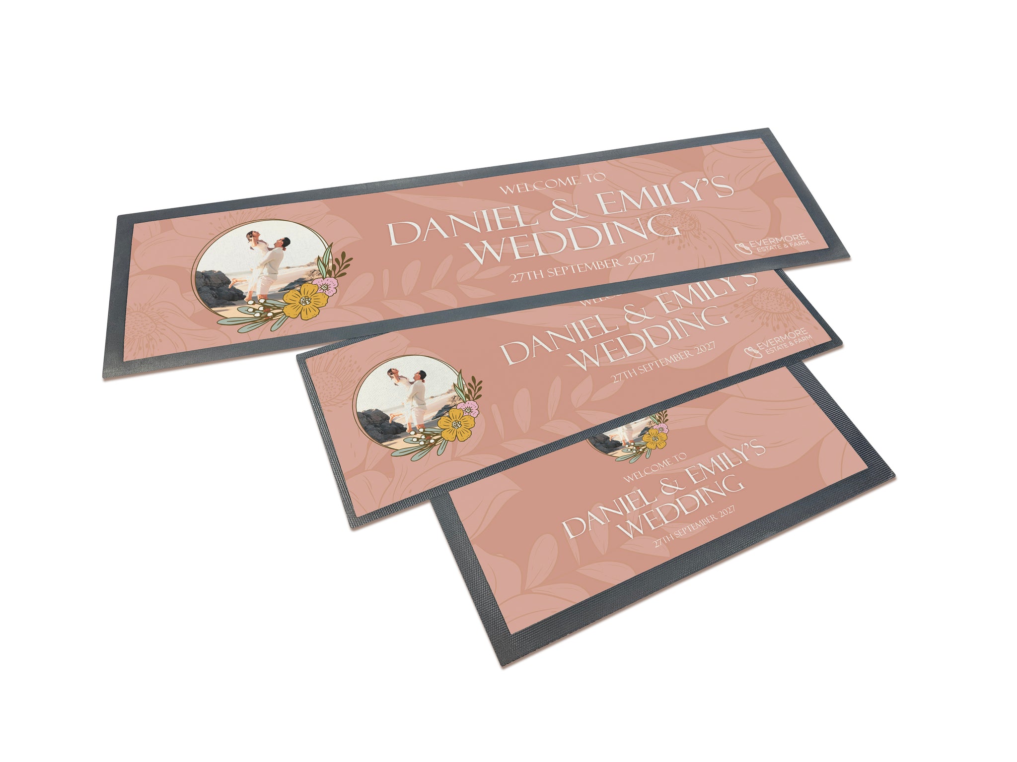 Dusty Rose Floral Wedding Bar Runners