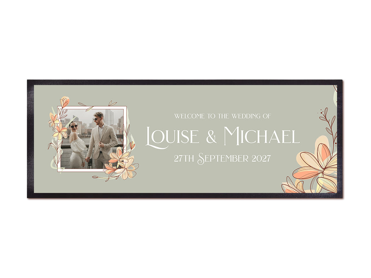 Pastel Hand-Drawn Floral Wedding Bar Runners