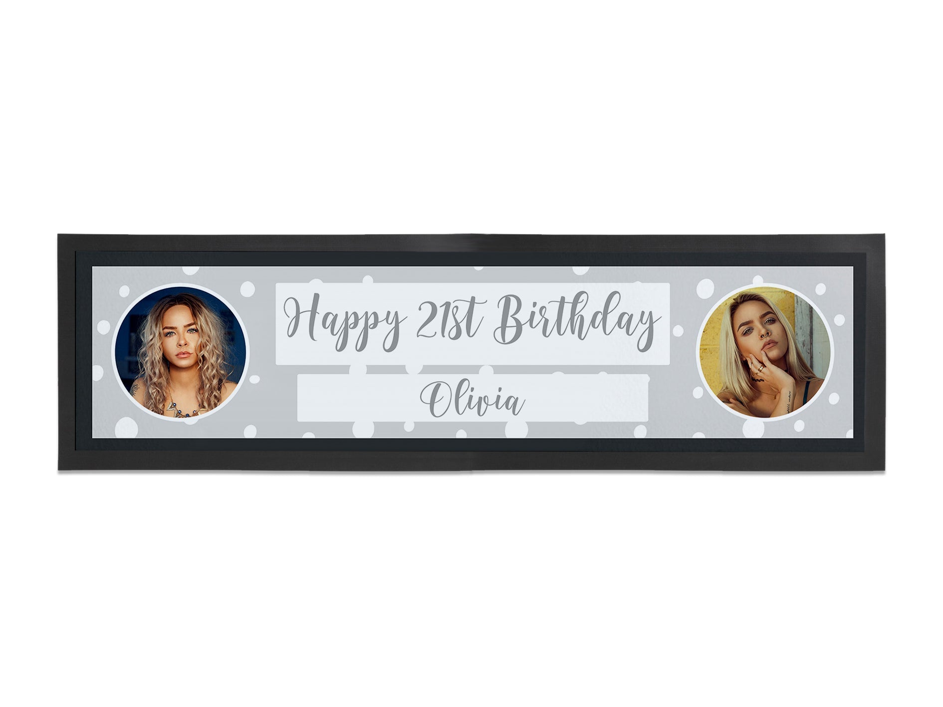 Birthday Photo Large Bar Runner (Grey) - Bar - Mats.co.uk