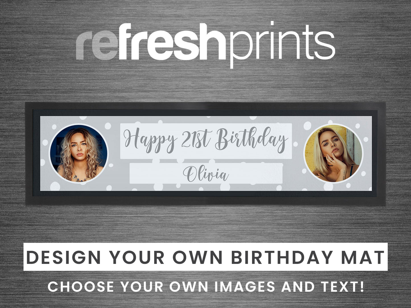 Birthday Photo Large Bar Runner (Grey) - Bar - Mats.co.uk