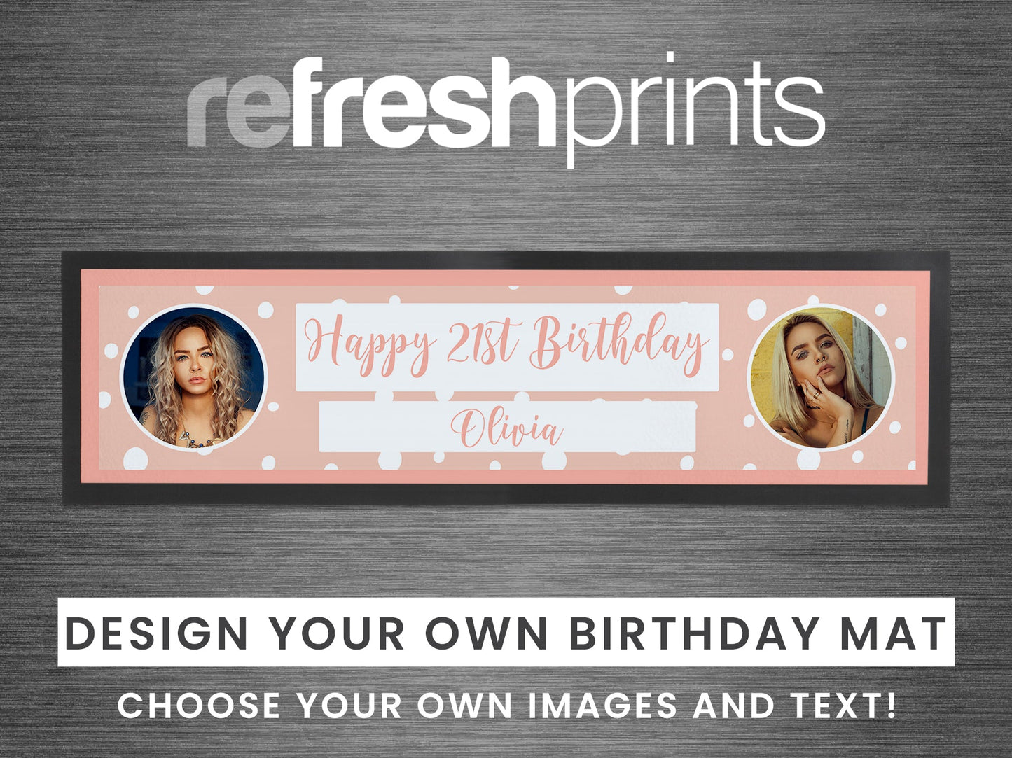 Birthday Photo Large Bar Runner (Pink) - Bar - Mats.co.uk