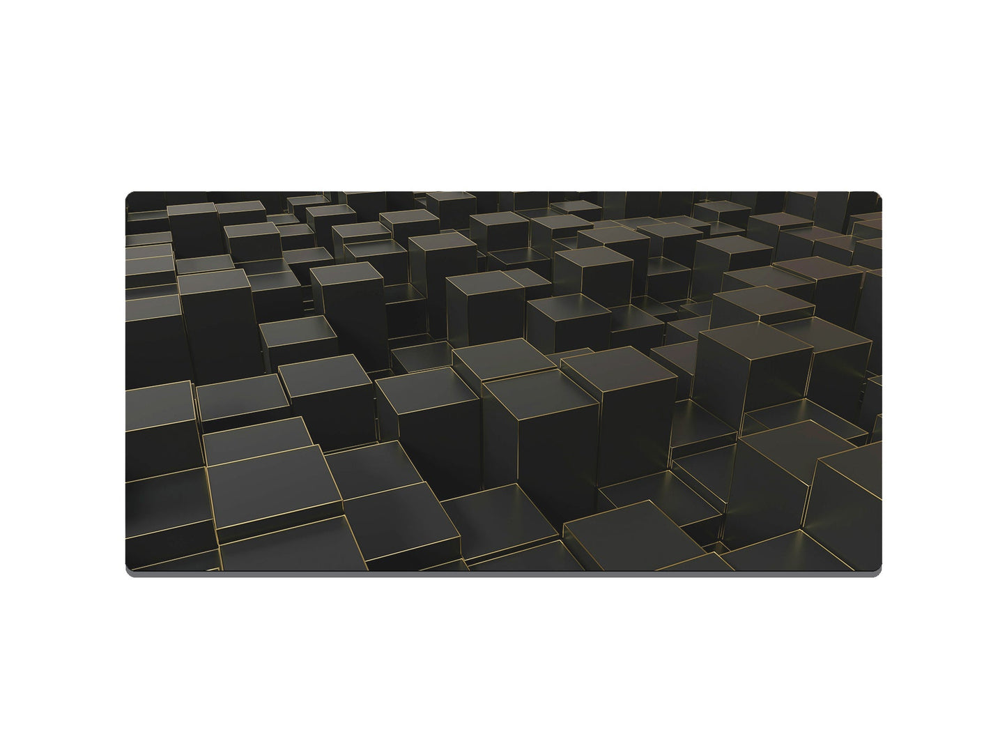 Black and Gold 3D Cube Platforms Gaming Mat - Desk Mat - 3 SIZES - Bar - Mats.co.uk