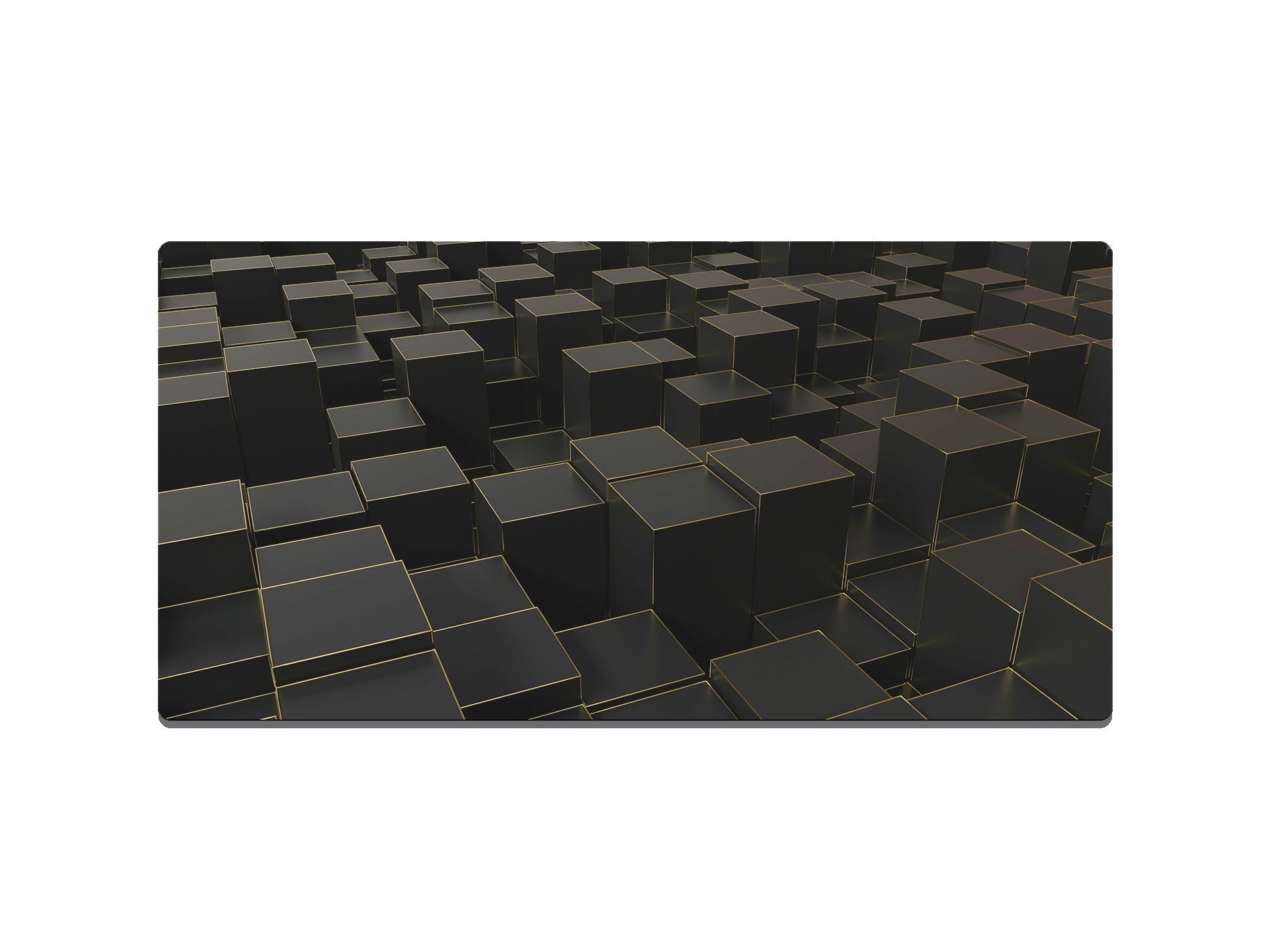 Black and Gold 3D Cube Platforms Gaming Mat - Desk Mat - 3 SIZES - Bar - Mats.co.uk