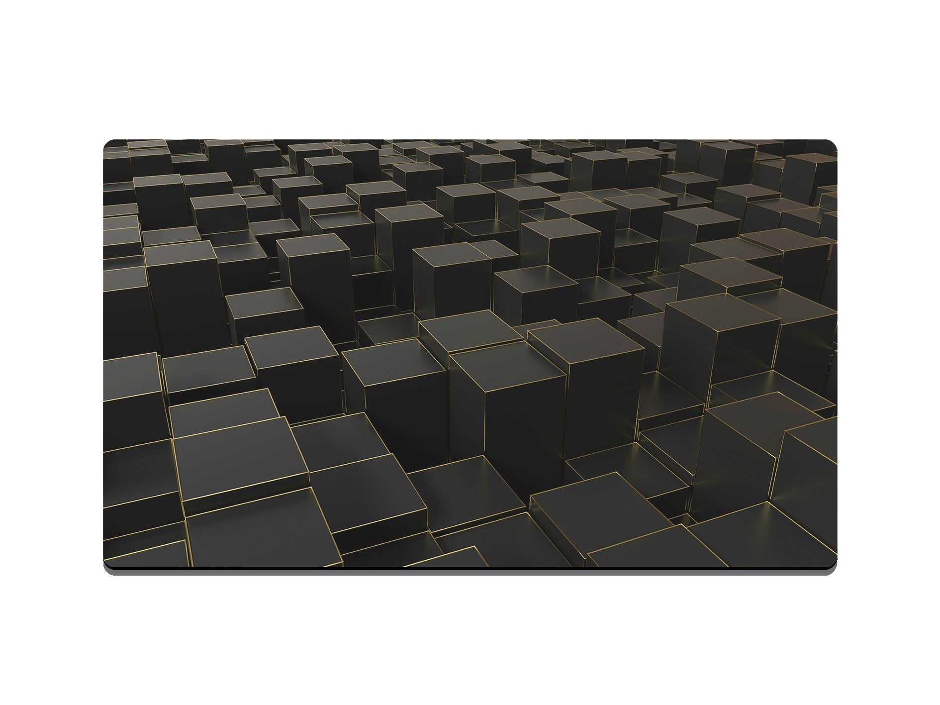 Black and Gold 3D Cube Platforms Gaming Mat - Desk Mat - 3 SIZES - Bar - Mats.co.uk