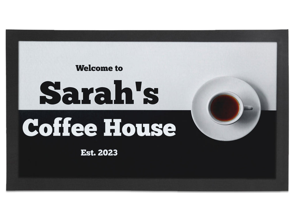 Black And White Coffee Regular Counter Mat - Bar - Mats.co.uk