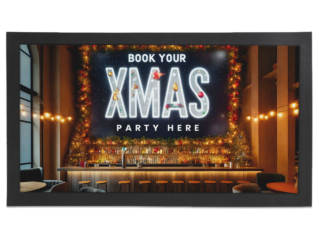 Book Your Party - Cozy Christmas with Large Screen Regular Bar Runner - Bar - Mats.co.uk