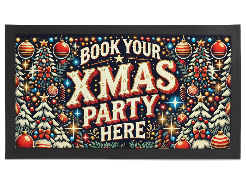 Book Your Party - Exciting Christmas Decorations Regular Bar Runner - Bar - Mats.co.uk