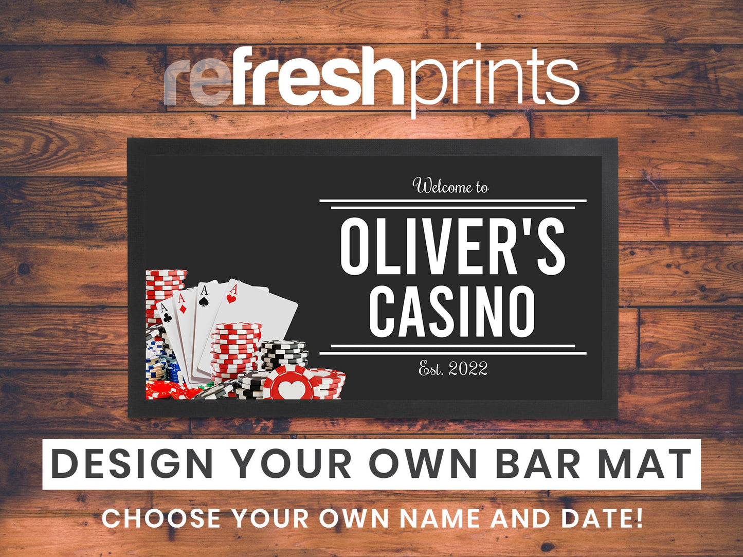 Cards and Chips Regular Bar Runner - Bar - Mats.co.uk