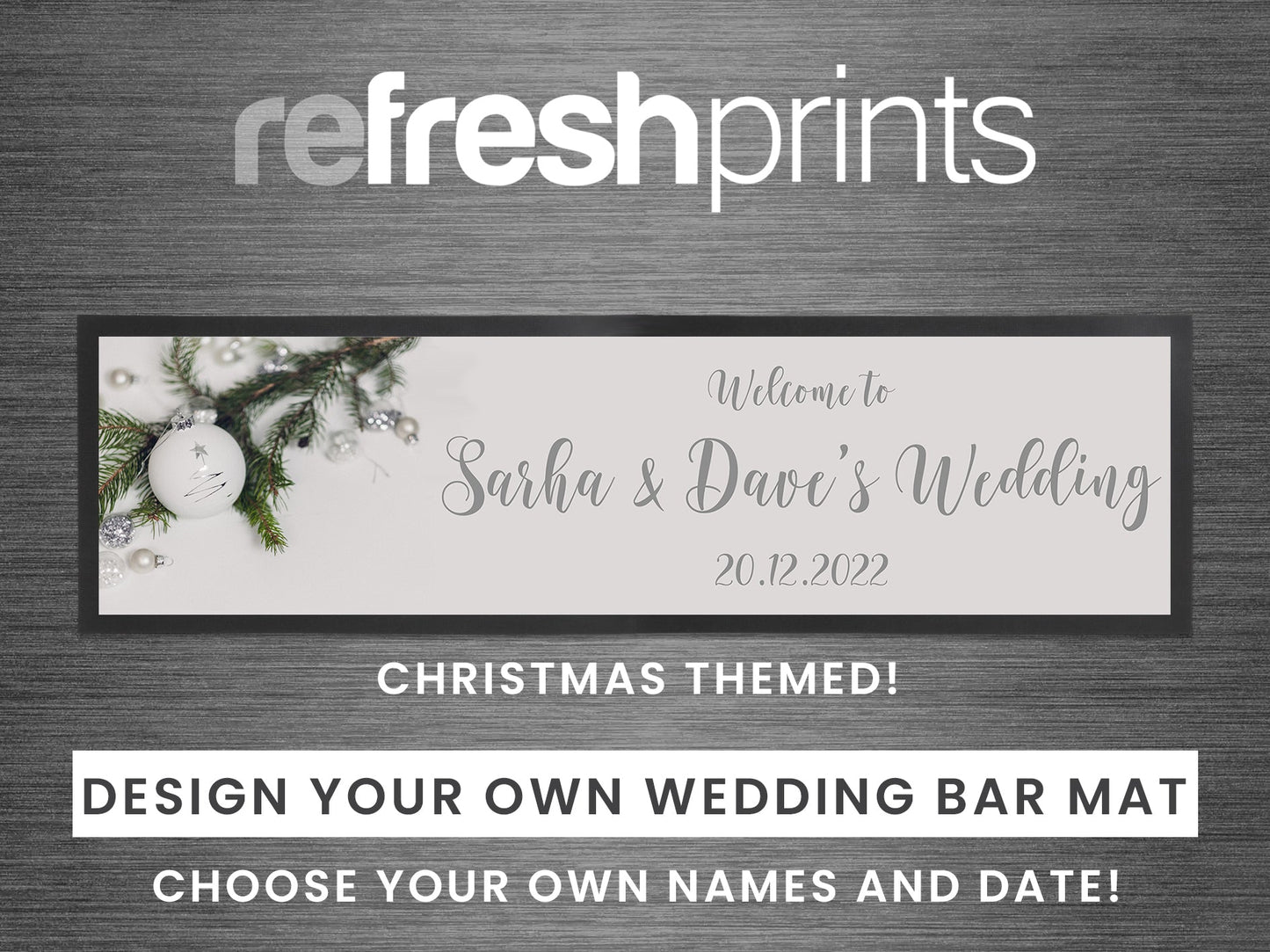 Christmas Wedding Bauble Large Bar Runner - Bar - Mats.co.uk