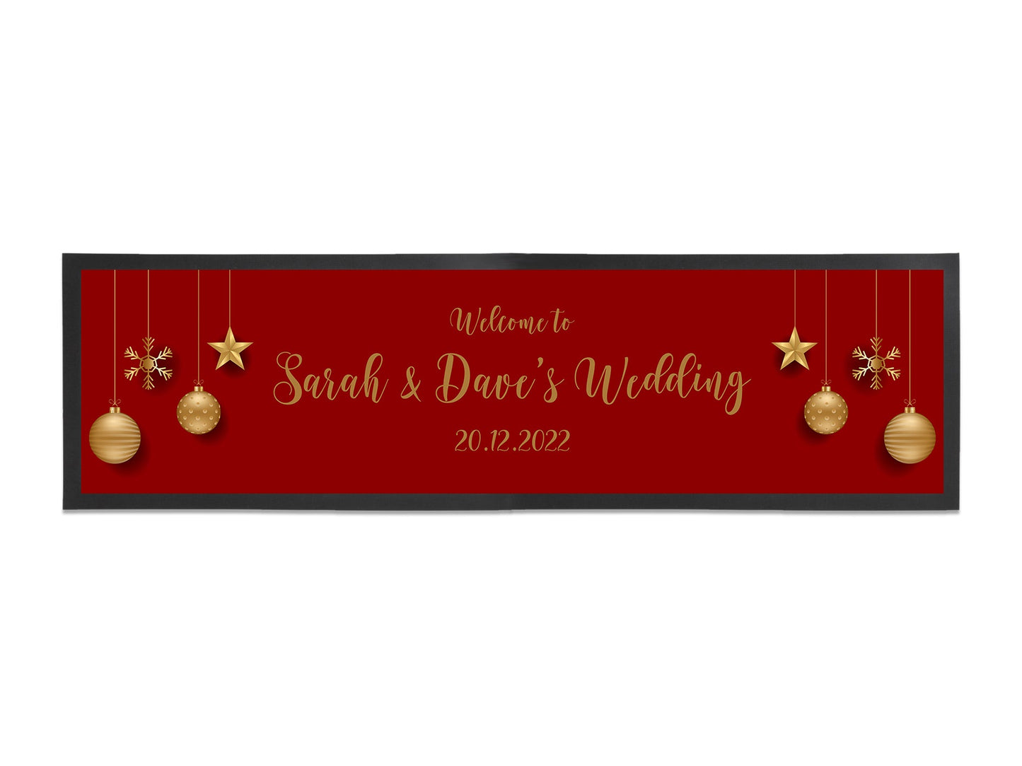 Christmas Wedding Gold Bauble Large Bar Runner - Bar - Mats.co.uk