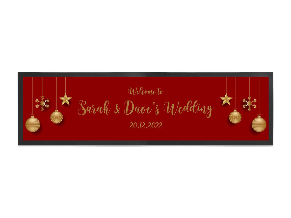 Christmas Wedding Gold Bauble Large Bar Runner - Bar - Mats.co.uk