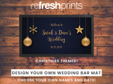 Christmas Wedding Gold Bauble Regular Bar Runner (Blue) - Bar - Mats.co.uk
