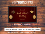 Christmas Wedding Gold Bauble Regular Bar Runner (Red) - Bar - Mats.co.uk