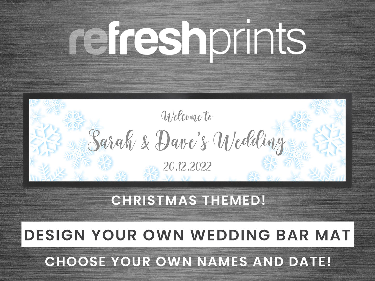 Christmas Wedding Snowflake Large Bar Runner - Bar - Mats.co.uk