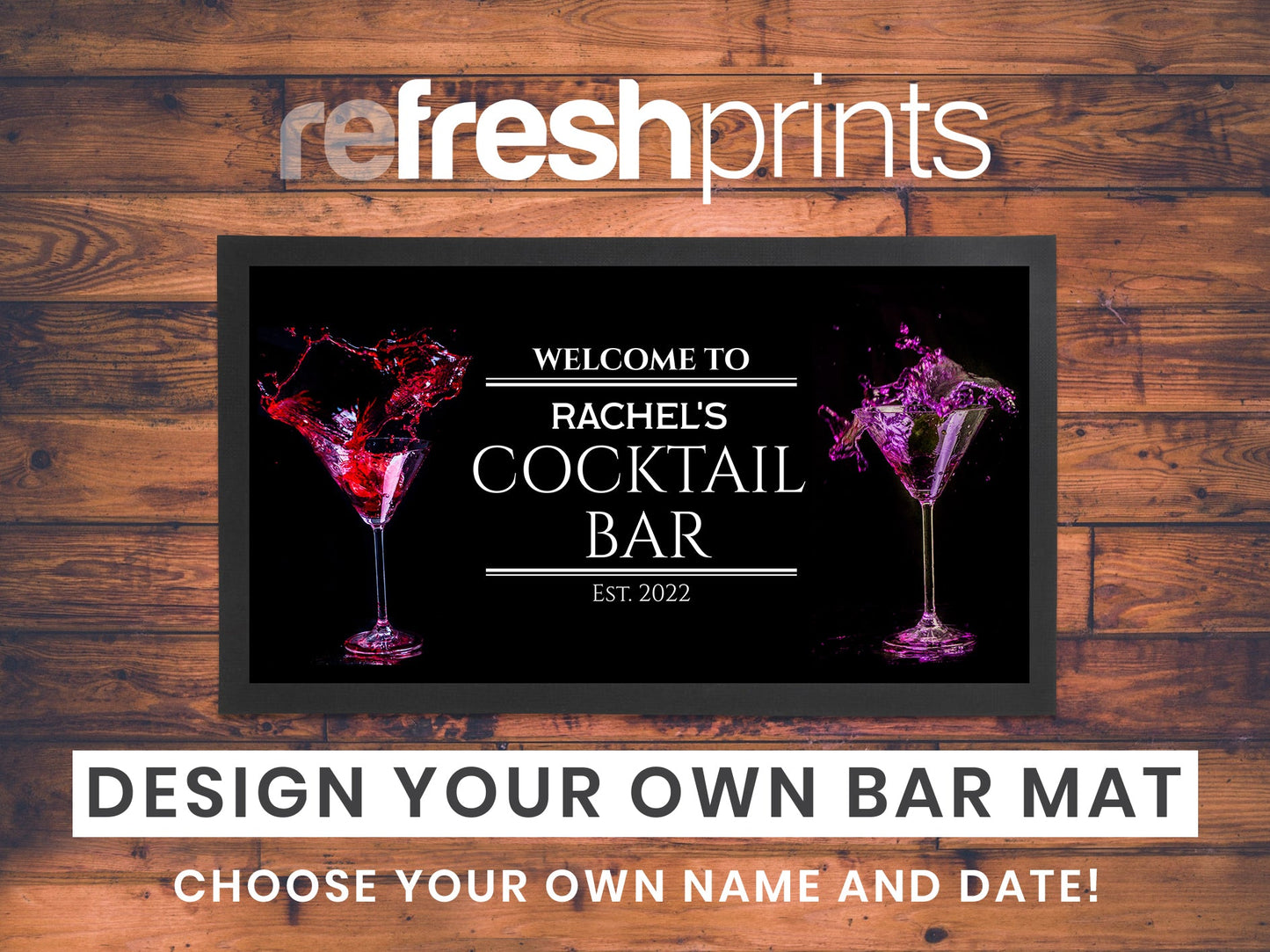 Cocktail Glass Regular Bar Runner - Bar - Mats.co.uk