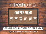 Coffee Menu Regular Counter Mat (Beige) - Bar - Mats.co.uk