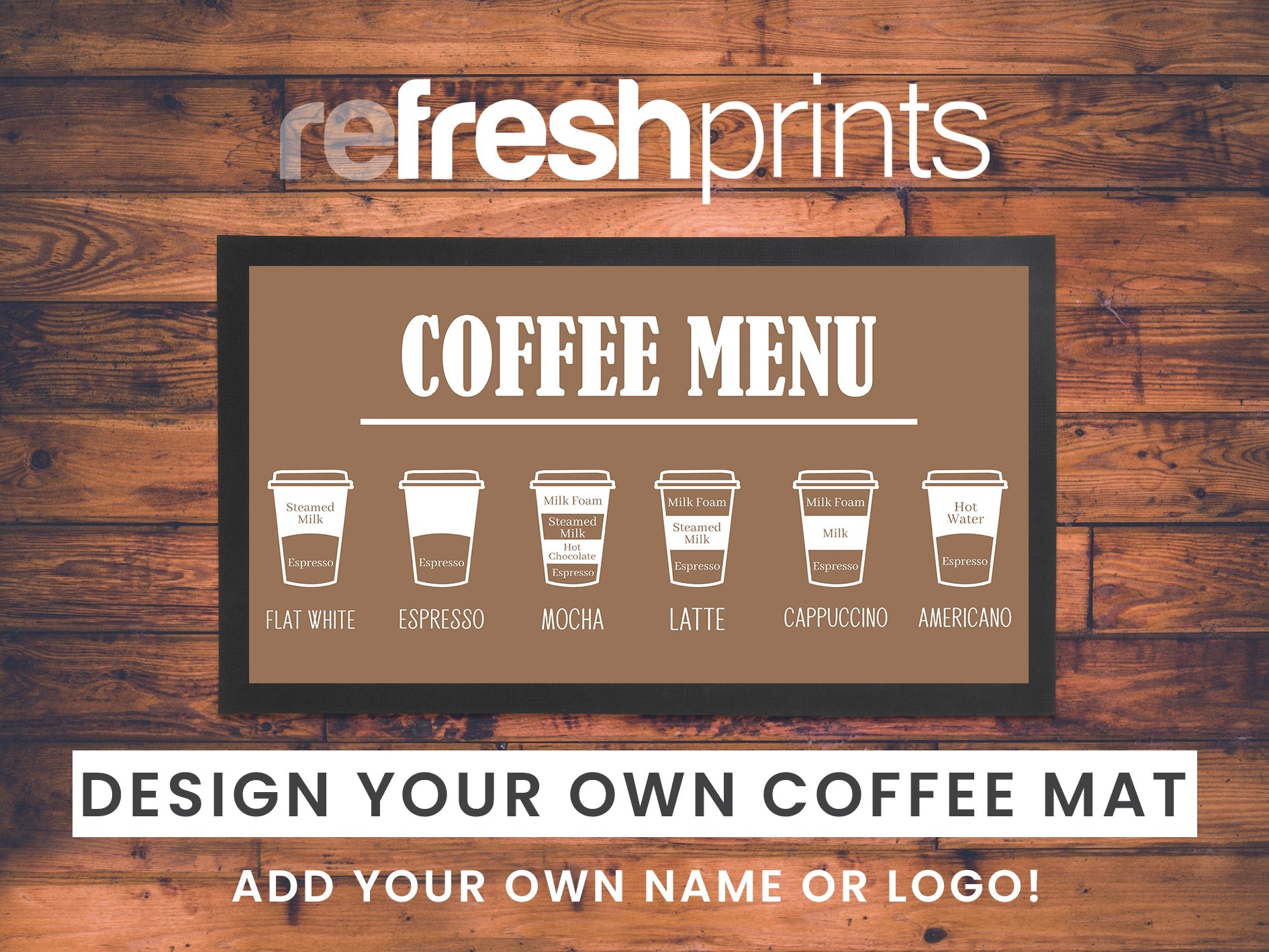 Coffee Menu Regular Counter Mat (Beige) - Bar - Mats.co.uk