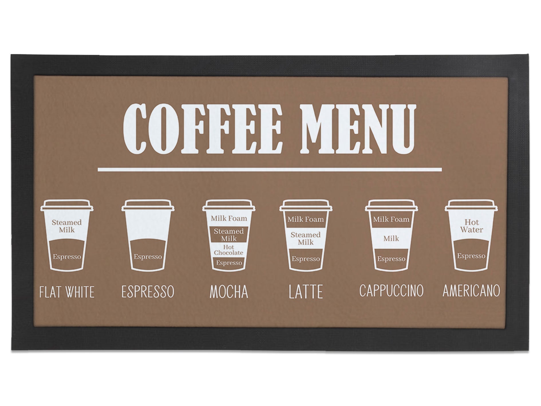 Coffee Menu Regular Counter Mat (Beige) - Bar - Mats.co.uk