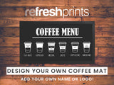 Coffee Menu Regular Counter Mat (Black) - Bar - Mats.co.uk