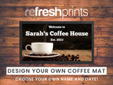 Coffee Mug And Beans Regular Counter Mat - Bar - Mats.co.uk