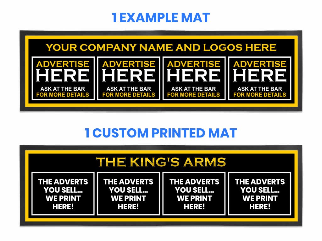 Custom 'Advertise Here' Bar Runner - Large - An Innovative Advertising Solution - Bar - Mats.co.uk