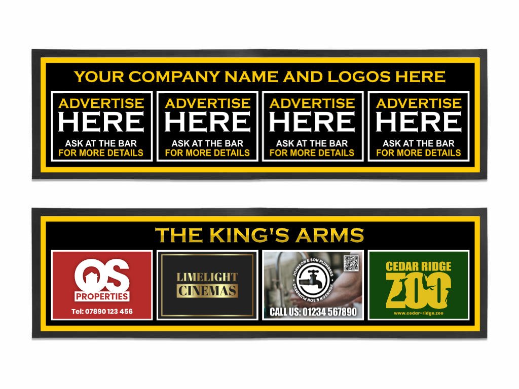 Custom 'Advertise Here' Bar Runner - Large - An Innovative Advertising Solution - Bar - Mats.co.uk