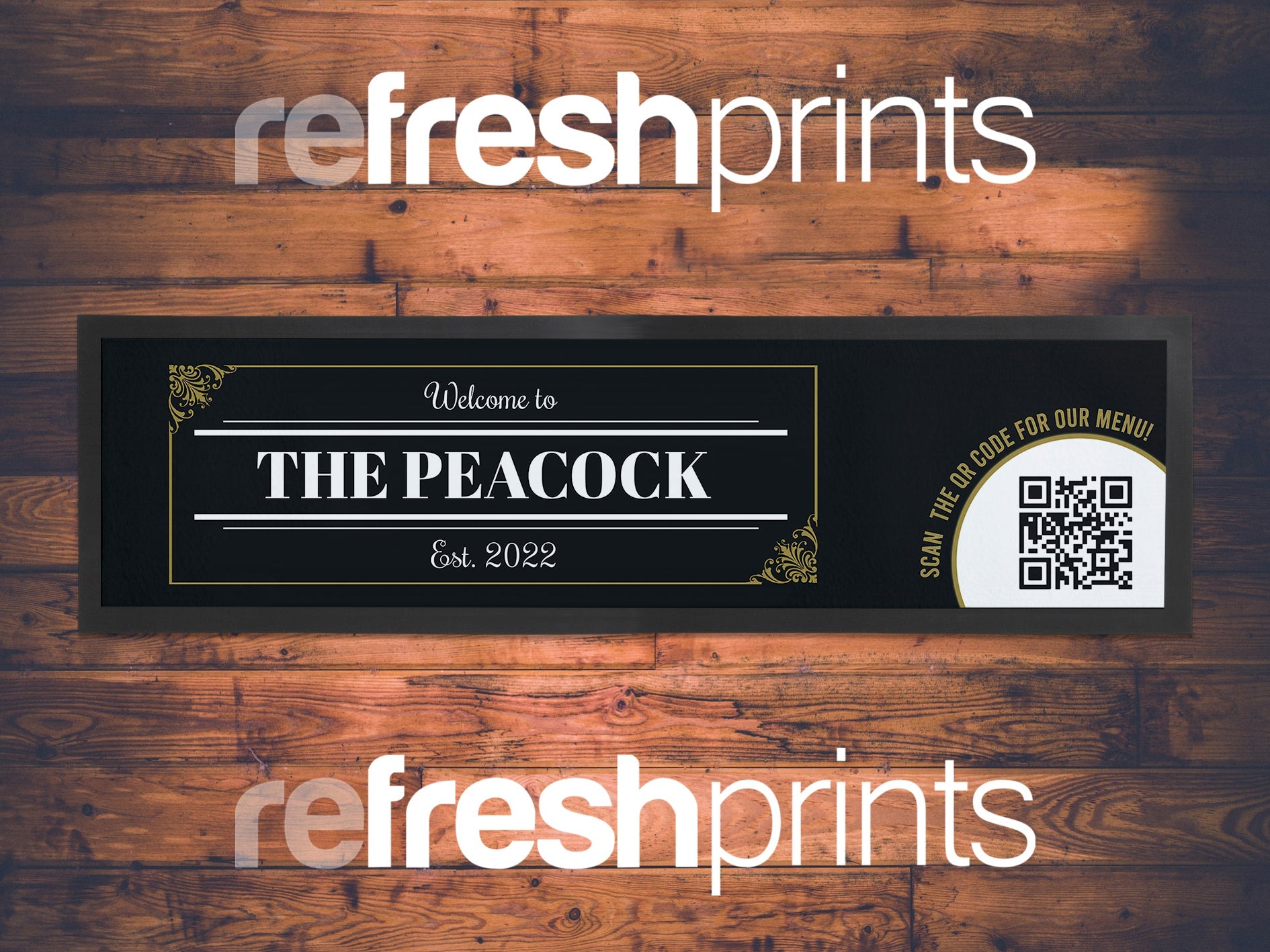 Custom Bordered QR Code Large Bar Runner - Bar - Mats.co.uk