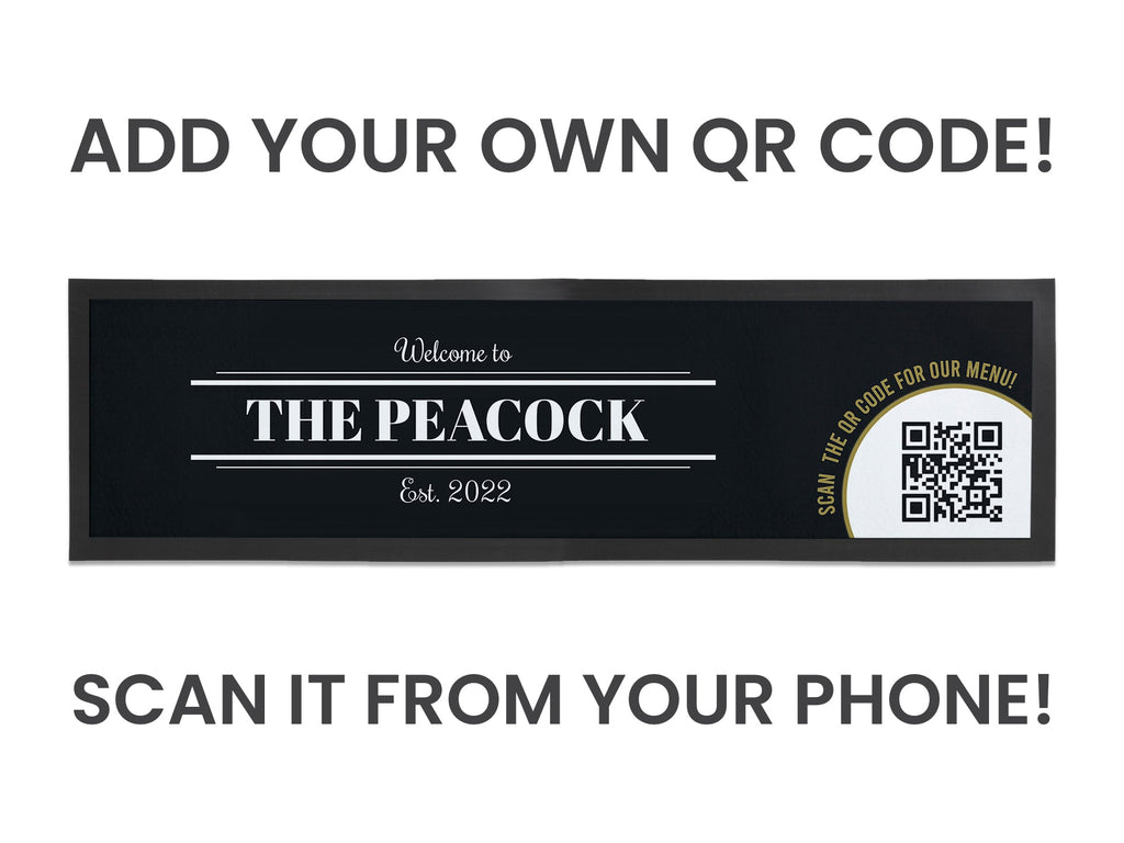 Custom Bordered QR Code Large Bar Runner - Bar - Mats.co.uk