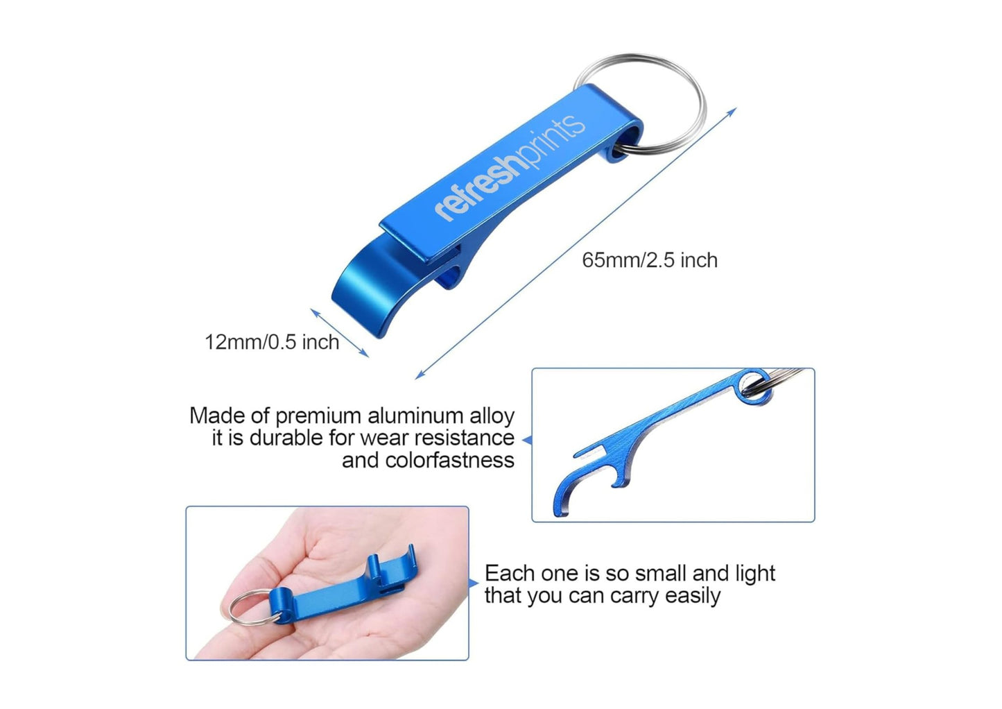 Custom Keyring Bottle Opener - Laser Engraving - 7 Different Colours - Bar - Mats.co.uk