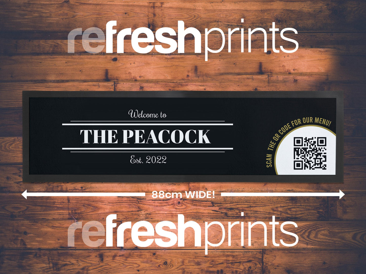 Custom QR Code Large Bar Runner - Bar - Mats.co.uk