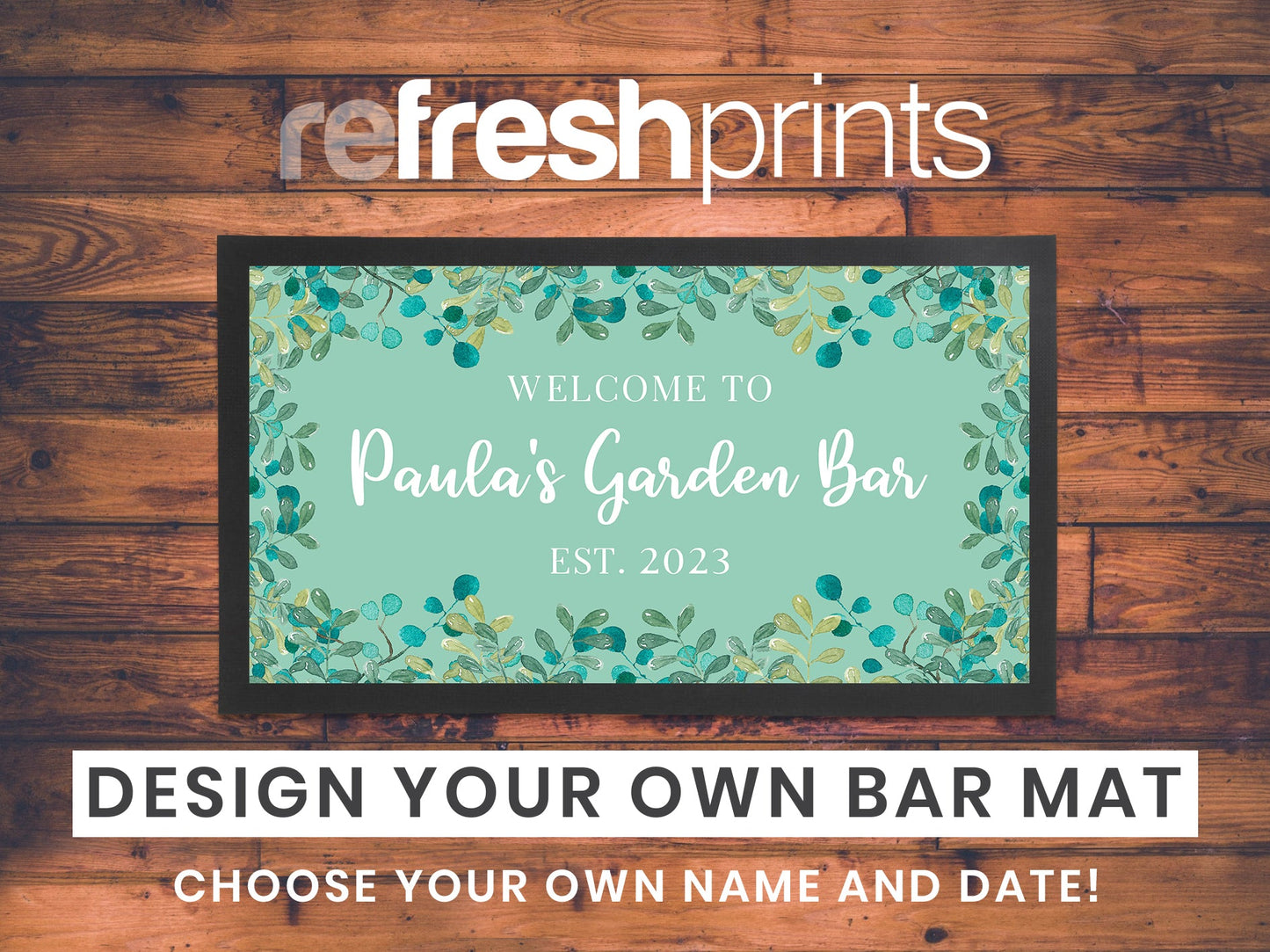 Eucalyptus Border Regular Bar Runner - Bar - Mats.co.uk