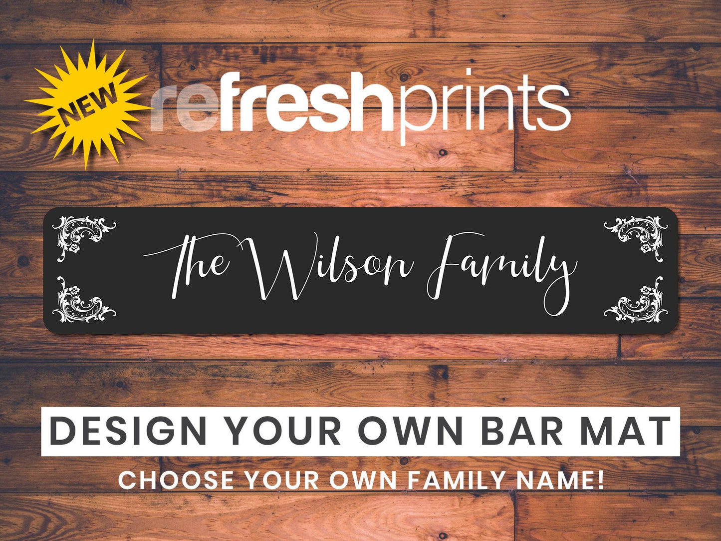Family Name Slim Bar Runner - Bar - Mats.co.uk