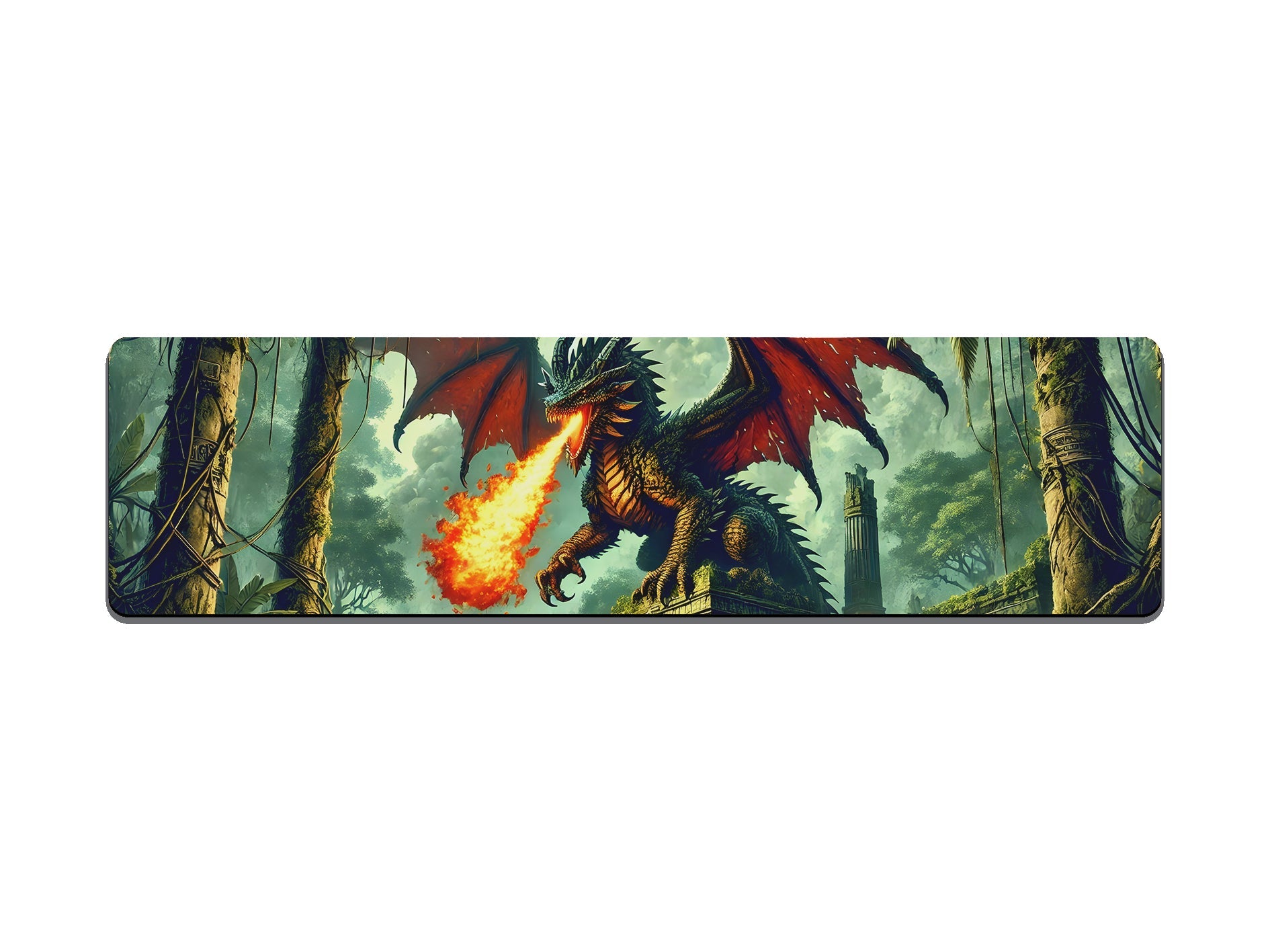 Ferocious Dragon On Ancient Ruins Gaming Mat - Desk Mat - 3 SIZES - Bar - Mats.co.uk