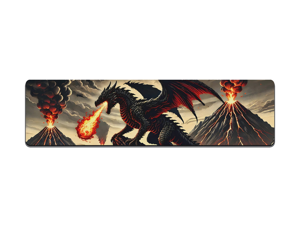 Fire Breathing Dragon With Volcanoes Gaming Mat - Desk Mat - 3 SIZES - Bar - Mats.co.uk